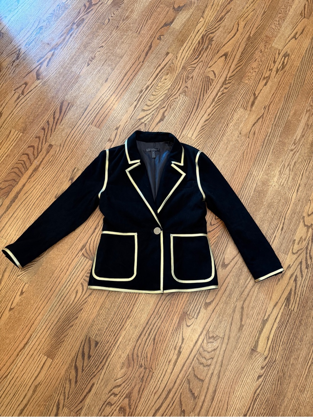 Happily grey x Aqua genuine suede blazer jacket black gold trim